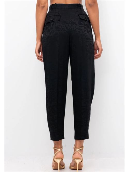 Straight trousers in crêpe jacquard lettering ELISABETTA FRANCHI | PA01346E2.110